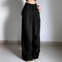 Office Chic High Waist Wide Leg Suit Pants Loose Fit Casual Trousers for Commute XS juoda
