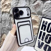 Soft Plating Card Holder Bag For Iphone Case For For Iphone 17 16 15 14 Plus 13 12 11 Pro Max Air Transparent Shockproof Cover iPhone17