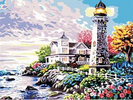 Paint by Number Kits Canvas DIY Oil Painting for Kids Students Adults Beginner with Brushes and Acrylic Pigment-Lighthouse 40*50cm/No Frame