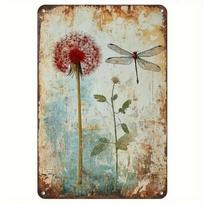 Dandelion Dragonfly Vintage Aluminum Sign Rustic Boho Wall Decor for Farmhouse  Cafe 20x30cm（7.8x11.8inch）