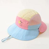 Kids Cartoon Dopamine Sun Hat Wide Brim Neck Flap Mesh Breathable UV Protection Fisherman Cap for Boys and Girls