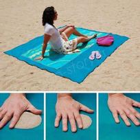 Blue beach mat 150 x 200 cm-sand-free towel with 4 stakes for beach, camping, picnic