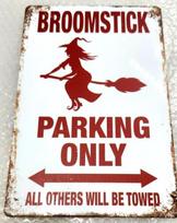 FUN TIN SIGNS Replica Vintage Metal Sign  BROOMSTICK PARKING Lot Aluminumtin sign 20x30cm（7.8x11.8inch）
