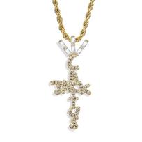 Travis Scott Cactus Jack Shape Gold Plated Brass Iced Crystal Pendant Necklace Rope Chain&16inch(40cm) auksas
