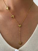 2025 Nauji DS Mados Papuošalai Moterims Širdelės Pakabukas Karoliai 18k Auksu Padengtas Nerūdijantis Plienas Lygus Širdelės Formos Pakabukas Karoliai 40+5cm Pendant:9*11mm&Fashion auksas