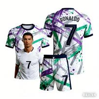 Vasaros Naujas Rinkinys Cristiano Ronaldo Messi Mbapp Yamal 3D Spausdinti Futbolo Marškinėliai Greitai Džiūstantys Trumpomis Rankovėmis Sportinis Rinkinys Suaugusiems Vaikams 100