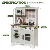 Robotime Robud Play Kitchen Wooden Play Kitchen Set Pretend Playset w/ Lights & Sounds Gift for Girls Boys Age 3+ Light Green žalia
