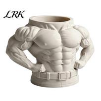 Creative Desktop Storage 3D Printed Pen Holder, Bodybuilder Torso Shape, Muscular Fitness High Hardness PLA Figurine Desk Organizer, Decoration, Gift balta