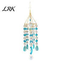 Charming Home Accent Faux Crystal Suncatcher Wind Chimes for Outside, Prisms Window Sophisticated Decor Hanging Rainbow Maker Garden Indoor mėlyna