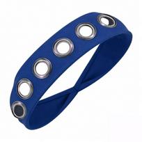 Solid Color Hollow Metal Headband Grommet Yoga Elastic Hair Band Casual Punk Headwrap  Steampunk tamsiai mėlyna spalva