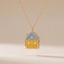 Open and Close Pendant Gingerbread House Necklace Colorful Fashion Necklace  Women 1
