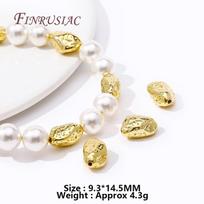 18K Gold Plated Irregular Stone Shape Spacer Beads Bracelet Beads High Quality Jewelry Making DIY Necklace Earrings Accessories 2 Pieces
