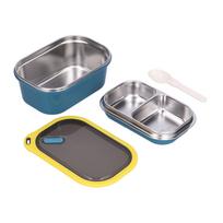 1.2L Stainless Steel Bento Box Doublelayer LeakProof Sealed Food Container Storage Box for School Picnic mėlyna