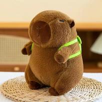 Kawaii Cute Capybara Plush Toy with Turtle Bag Strawberry Cap Kids Gift Home Decoration Soft Plush Animal Stuffed Toy 23cm