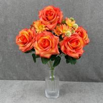 Multicolor Artifcial Rose Flower 9 Heads Curled Edge Petals Faux Flower Rose Photo Props DIY Floral Arragement Home Decoration oranžinė