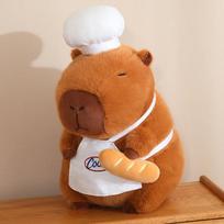 25-60cm Cute Cartoon Cosplay Chef Capybara Plush Doll Pillow Role-play Cooking Bread Capybara Plush Toy Home Decor Gift For Kids about 25cm