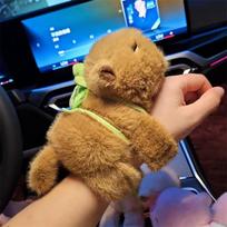 Capybara Bracelet Stuffed Plush Animal Cute Capybara Turtle Backpack Snap Bracelet Soft Toys Gifts For Capybara Fans Friends 15cm tamsiai ruda spalva