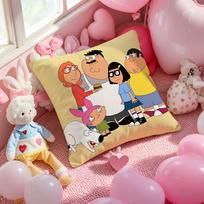 Bobs Burgers Anime Cushion Cover Pattern Printed Pillowcase For Living Room Sofa Cushion Cover & Bedroom Decor Peach skin 18*18(CM)-1Pcs