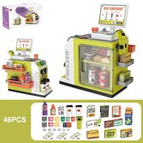 46PCS Small Simulation Supermarket Vending Cabinet Cash Register Toys Children's Play House Toy Set Baby Educational Toys Gift žalia