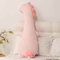 Cute Long Animal Body Pillow Plush Toy, Soft Dinosaur Duck Unicorn Stuffed Cushion Comfort Sleeping Bolster Pillow Home Decor 90cm rožinė