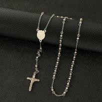 Notre Dame Heart Necklace Women's Fashion Titanium Steel Cross Electroplated Beads Pendant Necklace for Men