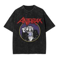 Humor Anthrax Among The Living TShirt for Men Round Neck 100 Cotton Washed T Shirt  Short Sleeve Tees Plus Size Clothing 2XL