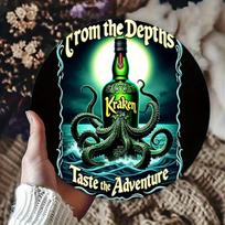 pc Kraken Rum Octopus Round Aluminum Sign Contemporary CountryRustic Style Frameless Metal Wall Art Print for Home Office 20x20cm(8x8inch)