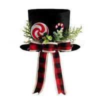 Black Fabric Hat Tree Toppers With Bowknot Embellishment For Seasonal Celebration Decoration Holiday Accessories 1