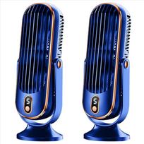 2X 720 Flippable Bladeless Tower Fan, Oscillating Silent Fan with 5 Modes, Energy Efficient for Bedroom Office Blue
