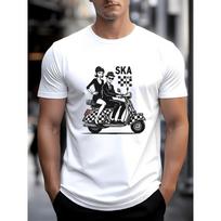 Men'S Ska Music T-Shirt - White Vintage Skateboard Design Short Sleeve Top - Comfortable Ska Fan Shirt - Casual All-Season Street Fashion S balta