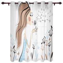 Dandelion Flower Plant Twig Window Curtains Home Decor Bedroom Curtains Kitchen Door Drapes Curtains for Living Room 135W x 60H(cm)
