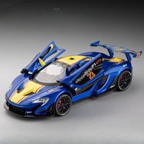1/22 McLaren P1-GTR žaislinio automobilio modelis, metalinis lietas su garsu ir šviesa, galinių ratų atitraukimo funkcija, transporto priemonių modeliai, vaikų dienos dovanos mėlyna