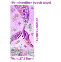 70x150cm Mermaid Beach Towel Microfiber Surf Poncho Bath Summer Swimming Fitness Yoga Swimming Sunscreen Bath Towels pink