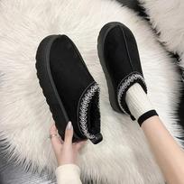 Sniego batai moterims Žieminiai Nauji Kašmyro Šilti Storu padu Be Kulno Dengti Plaukais Pusiau Šlepetės Medvilniniai Batai Moterims 36 juoda