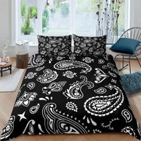 phechion Bandana Pattern 3D Print Bedding Set Duvet Covers Pillowcases One Piece Comforter Bedding Sets Bedclothes Bed K216 EU single(135x200cm) gray