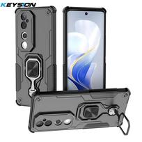 KEYSION Shockproof Armor Case for VIVO V40 Pro 5G Soft Silicone+PC Upright Metal Ring Stand Phone Cover for VIVO V40 5G V40 Pro for VIVO V40 juoda