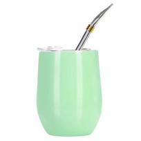 Yerba Mate Gourd Set Double-Wall Stainless Steel Mate Tea Cup and Bombilla Set Includes Yerba Mate Gourd (Cup) With One Bombilla žalia