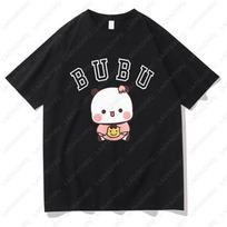 Kawaii Bubu Dudu Panda Lokas Grafiniai Marškinėliai Vasariniai Moteriški/Vyriški Medvilniniai T-shirtai Animacinis Mielas Spausdinimas Poros Marškinėliai Laisvalaikio Mergaičių Viršutiniai Drabužiai 2XS