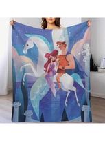 Hercules, Meg & Pegasus Throw Blanket Quilt Sleeping Bag For Sofa Thin Retros Blankets 75X95CM pilka spalva