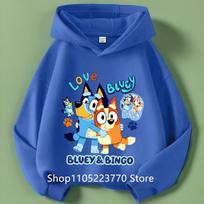 Kids Bluey Hooded Sweatshirt Fall Winter Warm Soft Pullover Comfortable Playwear for Boys Girls 110