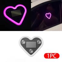 Car Triangle Window LED Solar Powered Heart-shaped Neon Light Rear Window Illuminated Interior Decoration Atmosphere Light