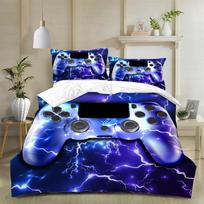 Gamer Beding Sets for Young Boys Ten Children Kids,Gamepad Gaming Warm Comforter Cover Ful Twin Video Games Controler Soft Duvet Cover Set Red Black 100*200cm Single