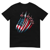 Patriotiški JAV Vėliavos Koviniai Lėktuvai Berniukų 4-os Liepos Marškinėliai 3XL