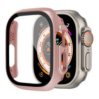 Cover For Apple Watch Ultra 3 Case 49mm Accessories PC Shockproof Bumper+Tempered Glass Screen Protector iwatch Series Ultra 2 49mm Ultra 1 2 3 rožinio aukso spalvos