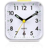 Silent Non-Ticking Analog Alarm Clock, Gentle Wake Up, Beeps, Volume Up, Snooze and Battery Operated Light Functions, Easy Set, White