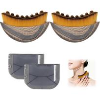 2 PCS Facial Brush Set: Lymphatic Drainage Brush & Contour Brush for Face, Reduces Puffiness & Defines Jawline - Dry Massage Tools
