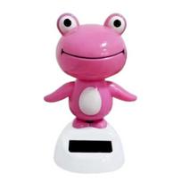 Bobble Head Green Frog Decoration Solar Powered Shaking Head Frog Car Dashboard Ornament Educational Cartoon Animal Toy rožinė
