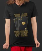 Ace Playing Card T-Shirt: Retro Golden Design, Power of One 3XL