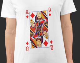Queen of Diamonds T-Shirt: Retro Poker Card Graphic Tee XL