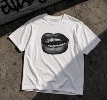 Y2K Grillz Graphic Tee Hip Hop Streetwear Shirt, Vintage Lips Graphic Tshirt, Oversized Rap Tee, Archive Fashion Shirt, White Graphic Tee S